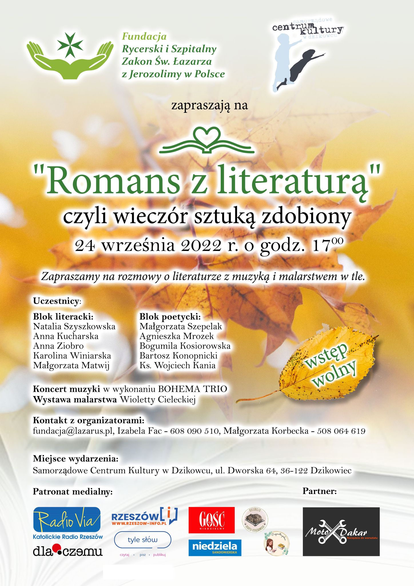 „Romans z Literaturą” – zaproszenie na edycję jesienną wieczoru ze sztuką